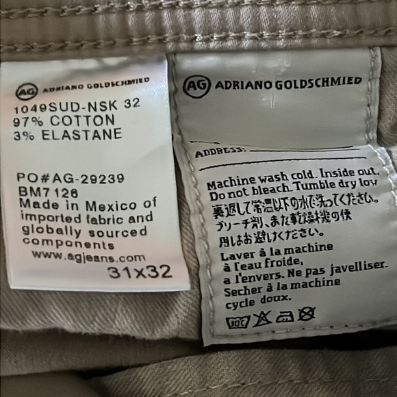 AG Adriano Goldschmied The Protege mens Pants Straight Leg Size 31 x 32 - Picture 7 of 9